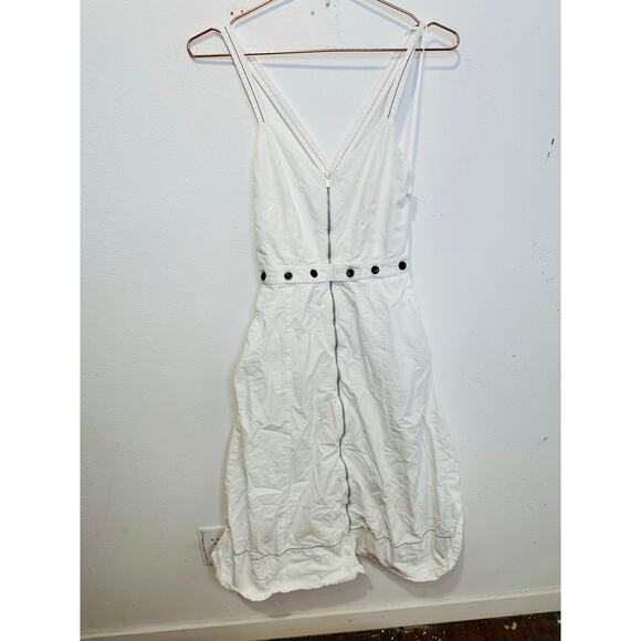 PROENZA SCHOULER White Exposed Zipper Button Detail Sleeveless Sundress Size 2 - Picture 3 of 13